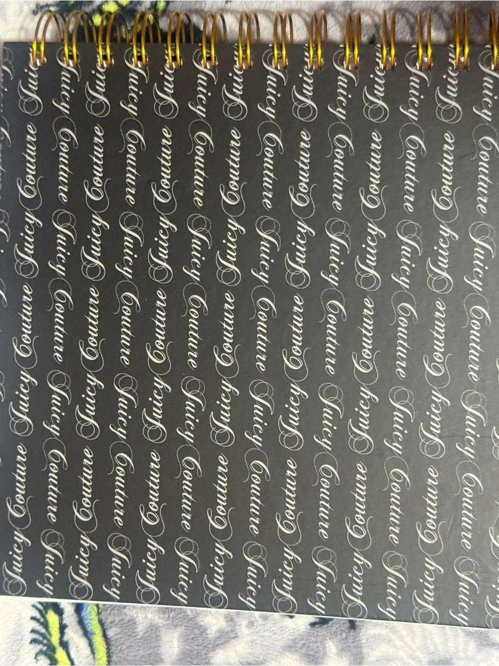 Juicy Couture Black & Gold Spiral Journal with Crown-Topped Pen